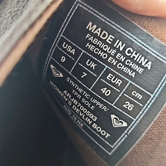 Roxy Women's Devlin Black & Brown Suede Patchwork Ankle Boots Booties size 9 - Picture 7 of 8